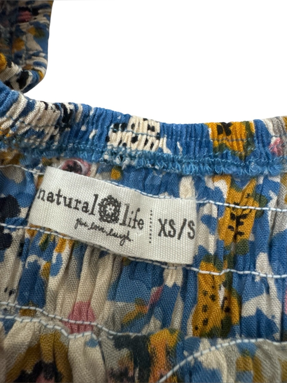 Natural Life Blue Floral Smocked Maxi Dress Extra Small Small Rayon - Picture 4 of 8